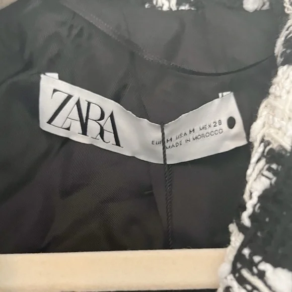 ZARA Houndstooth Double Breasted Boucle Jacket Size M - Picture 4 of 7